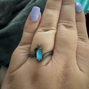 Elegant Silver and Blue Women's Ring